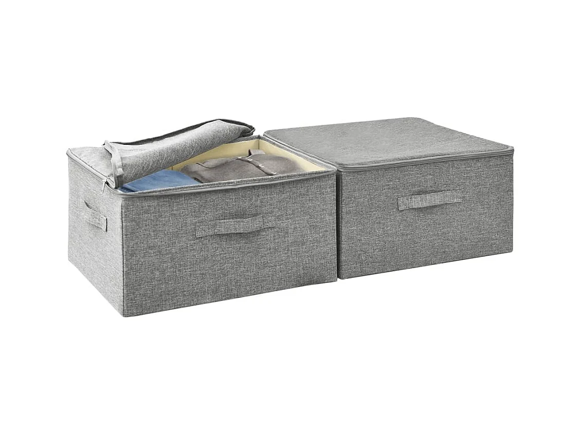 Boîtes de rangement 2 pcs Tissu 43x34x23 cm Gris