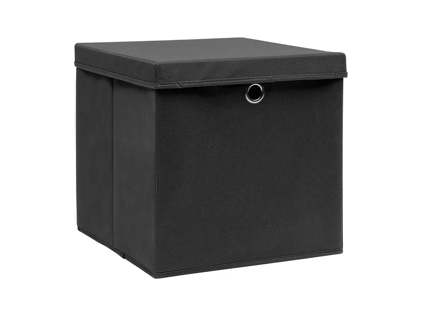 Boîtes de rangement avec couvercle 10 pcs Noir 32x32x32cm Tissu