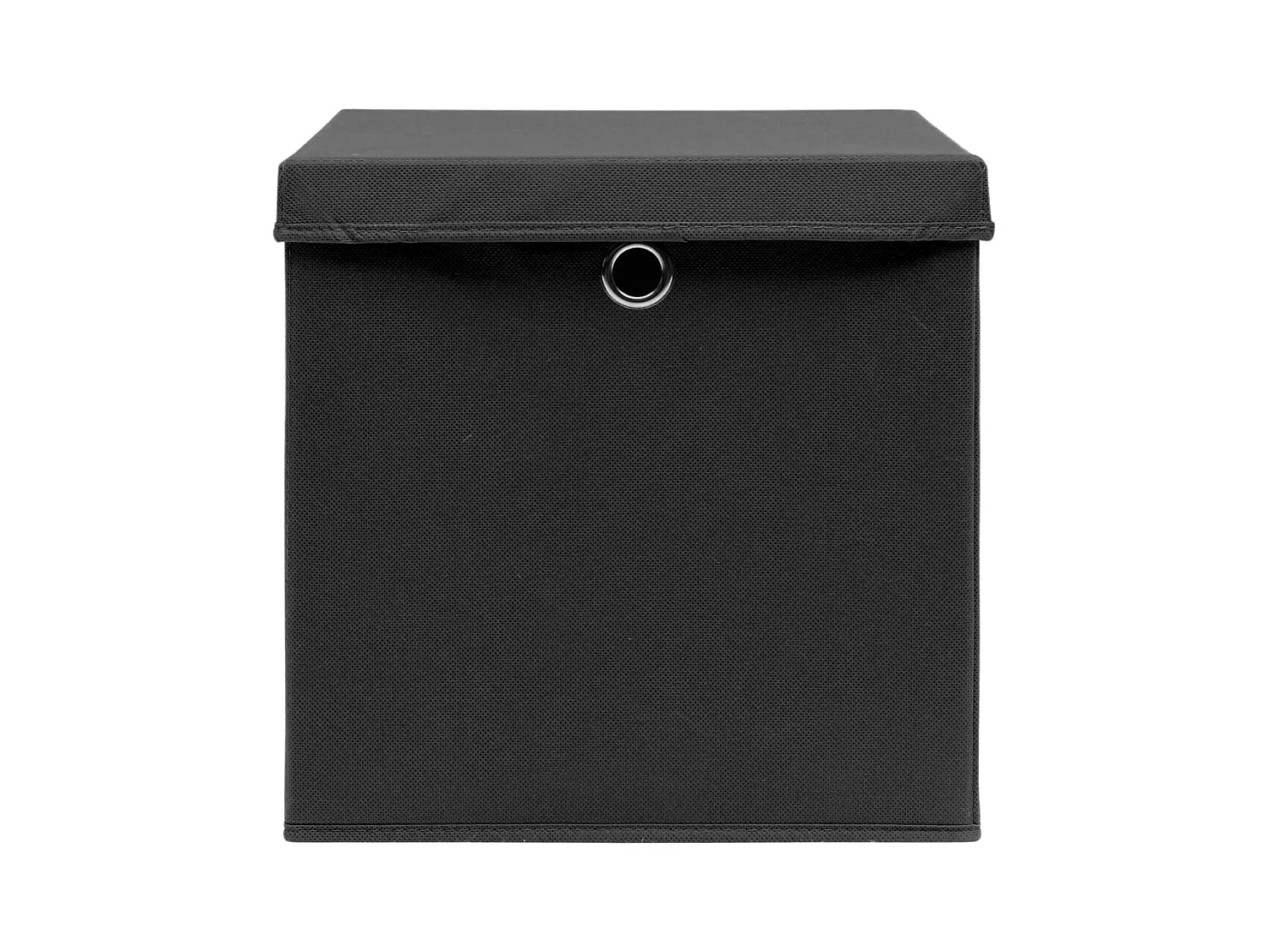 Boîtes de rangement avec couvercle 10 pcs Noir 32x32x32cm Tissu