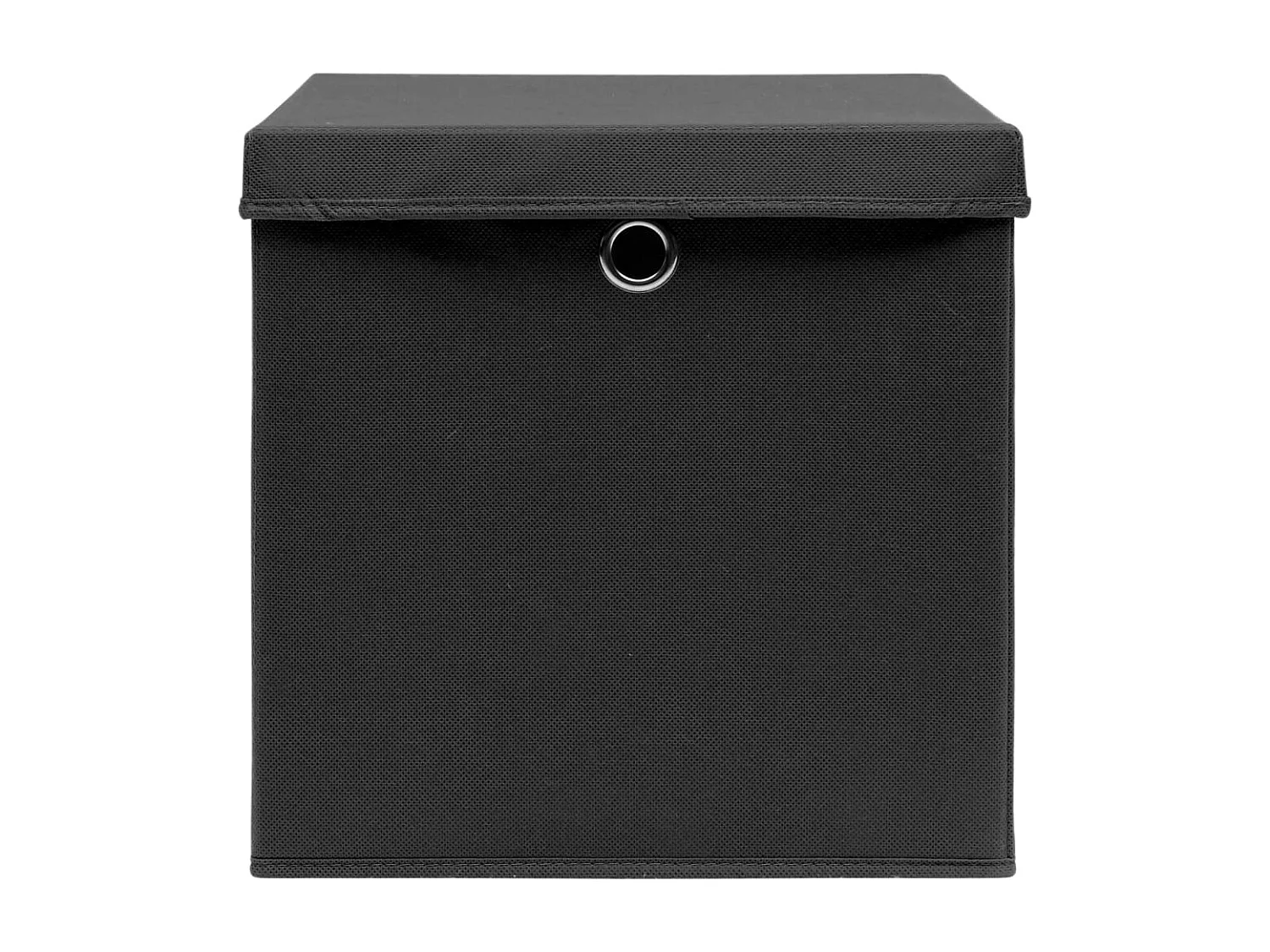 Boîtes de rangement avec couvercle 10 pcs Noir 32x32x32cm Tissu