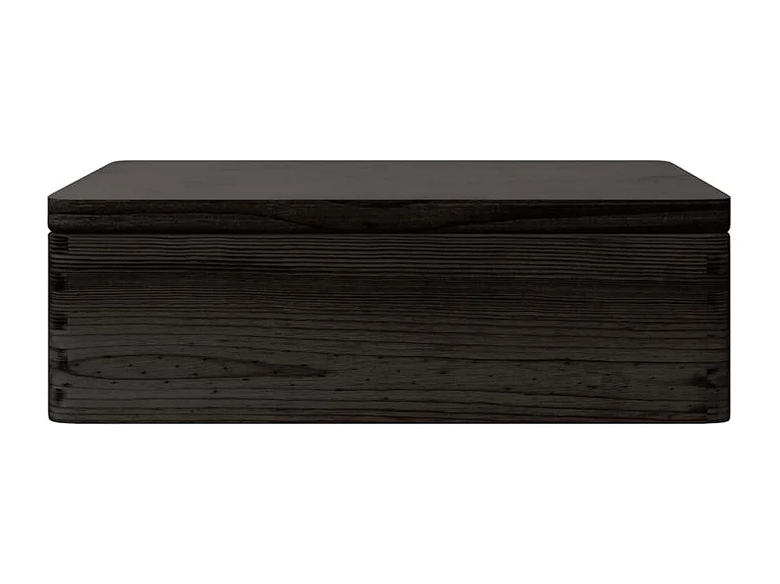 Boîte en bois avec couvercle et poignées noir bois pin massif
