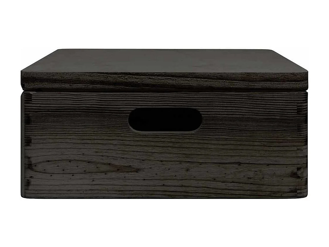 Boîte en bois avec couvercle et poignées noir bois pin massif