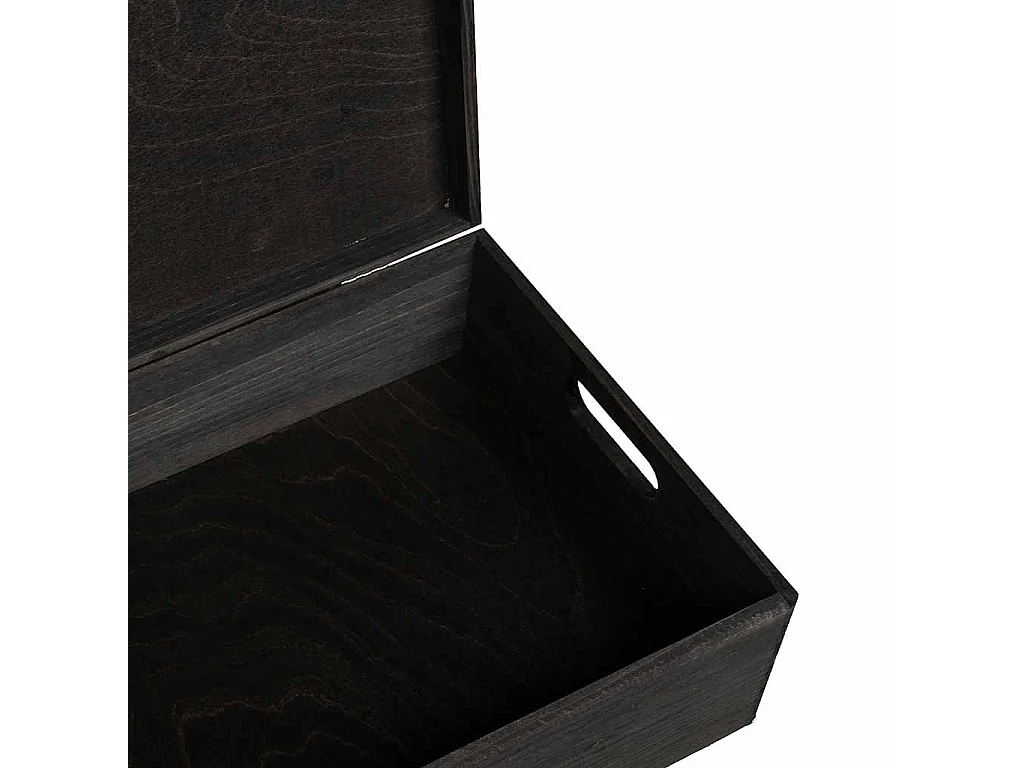 Boîte en bois avec couvercle et poignées noir bois pin massif
