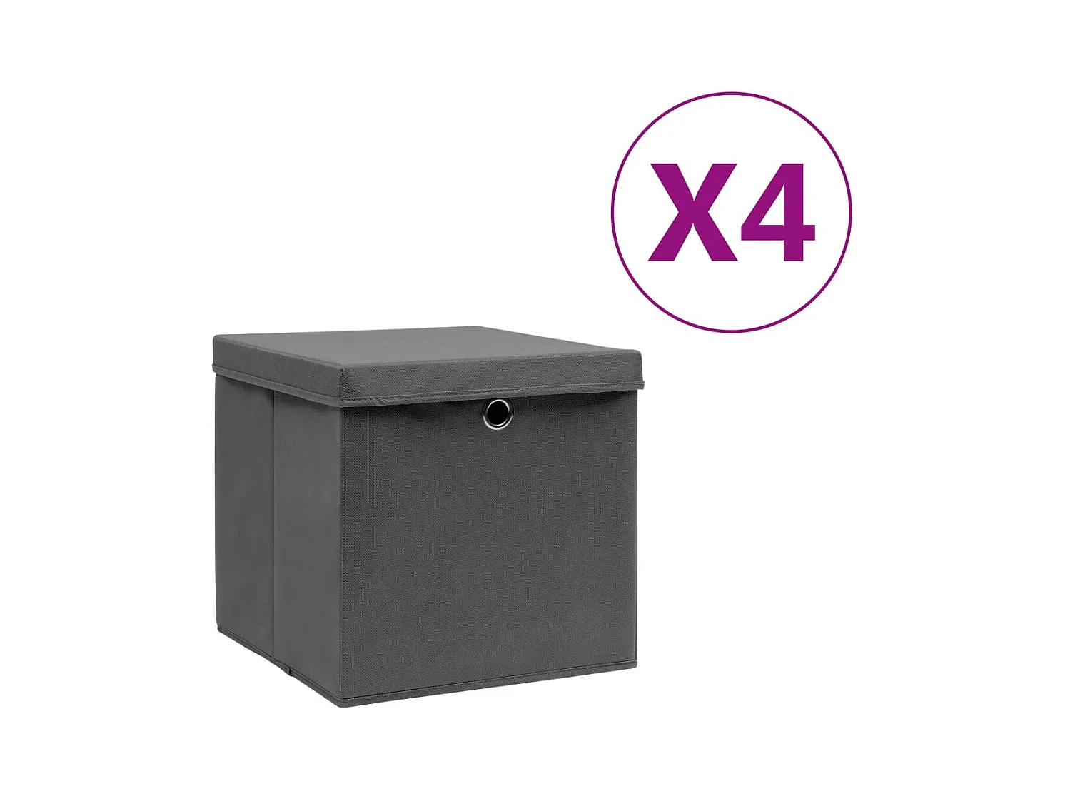 Boîtes de rangement avec couvercles 4 pcs 28x28x28 cm Gris
