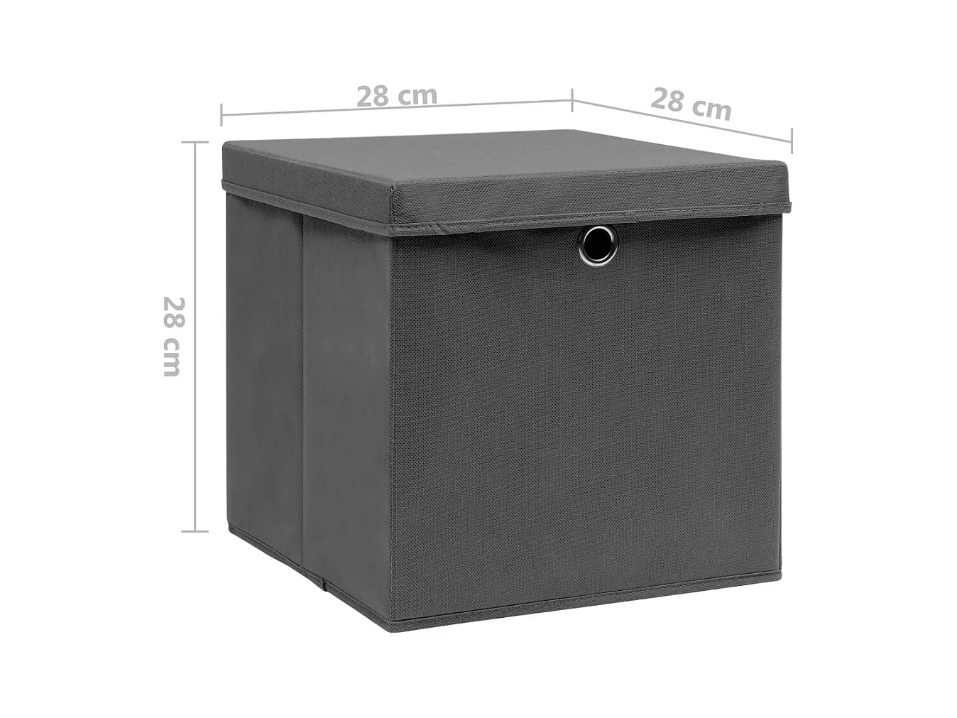 Boîtes de rangement avec couvercles 4 pcs 28x28x28 cm Gris