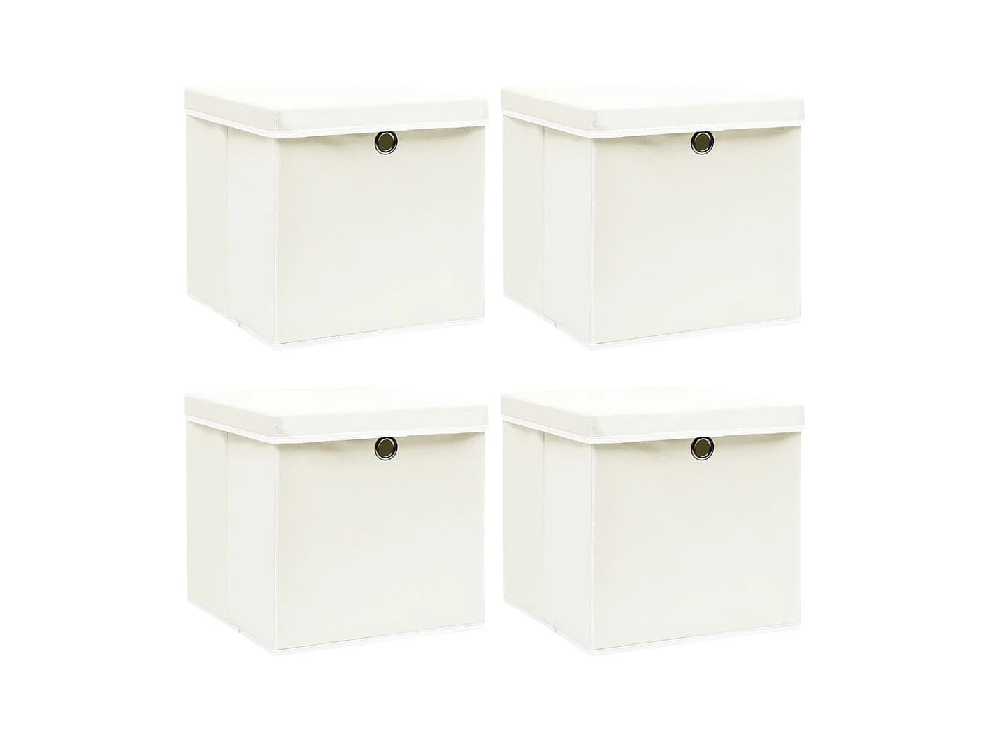 Cajas de almacenamiento con tapa, 4 unidades, blancas, 32 x 32 x 32 cm, de tela