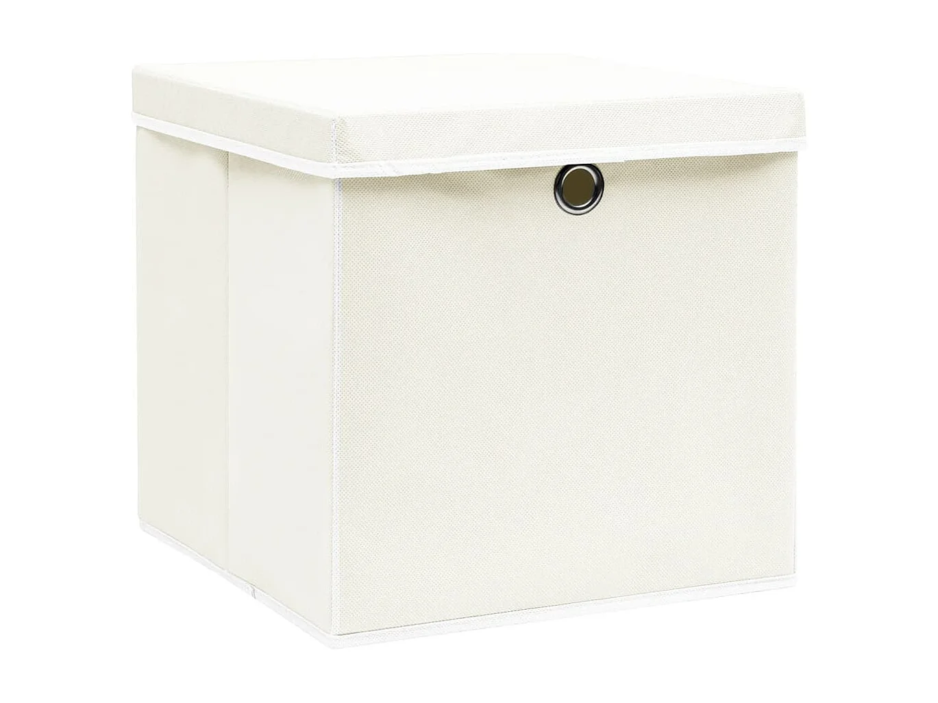 Cajas de almacenamiento con tapa, 4 unidades, blancas, 32 x 32 x 32 cm, de tela