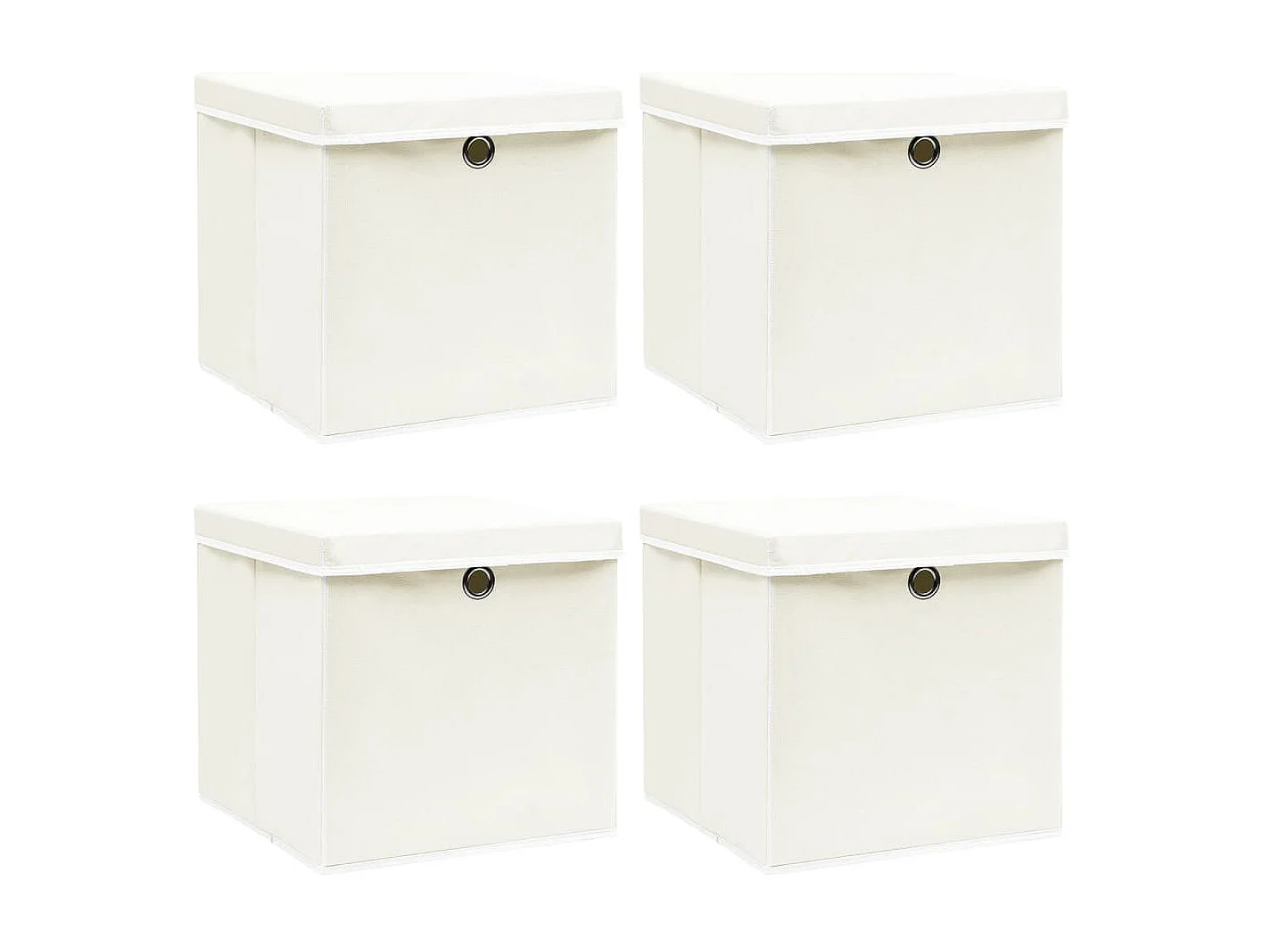 Boîtes de rangement avec couvercles 4pcs Blanc 32x32x32cm Tissu