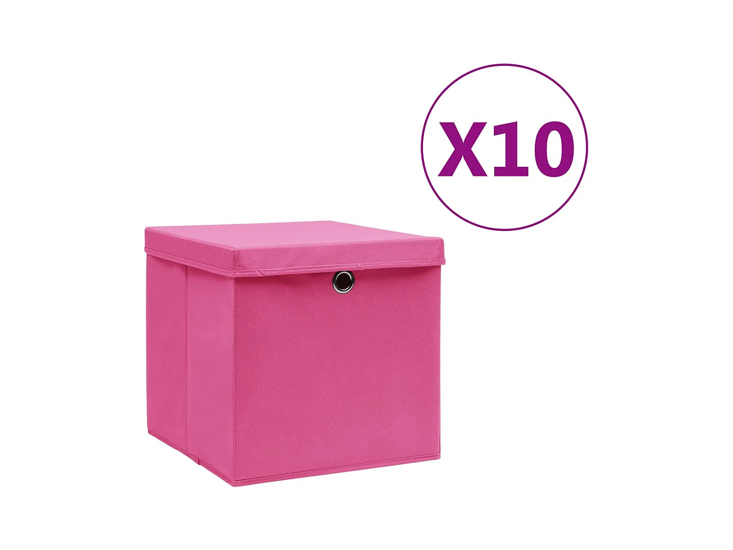 Boîtes de rangement avec couvercles 10 pcs 28x28x28 cm Rose