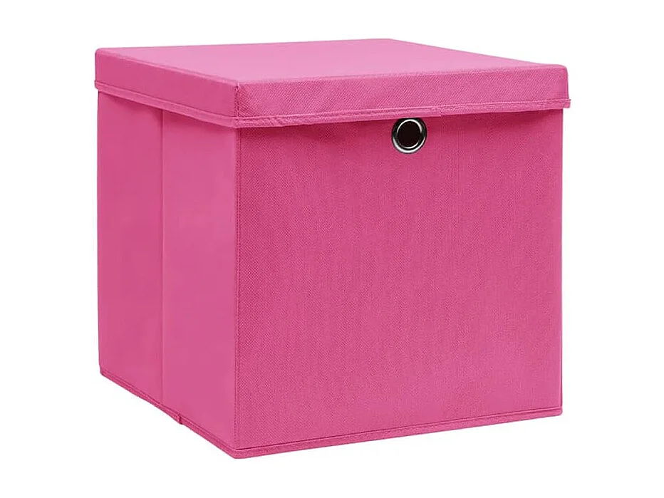 Boîtes de rangement avec couvercles 10 pcs 28x28x28 cm Rose