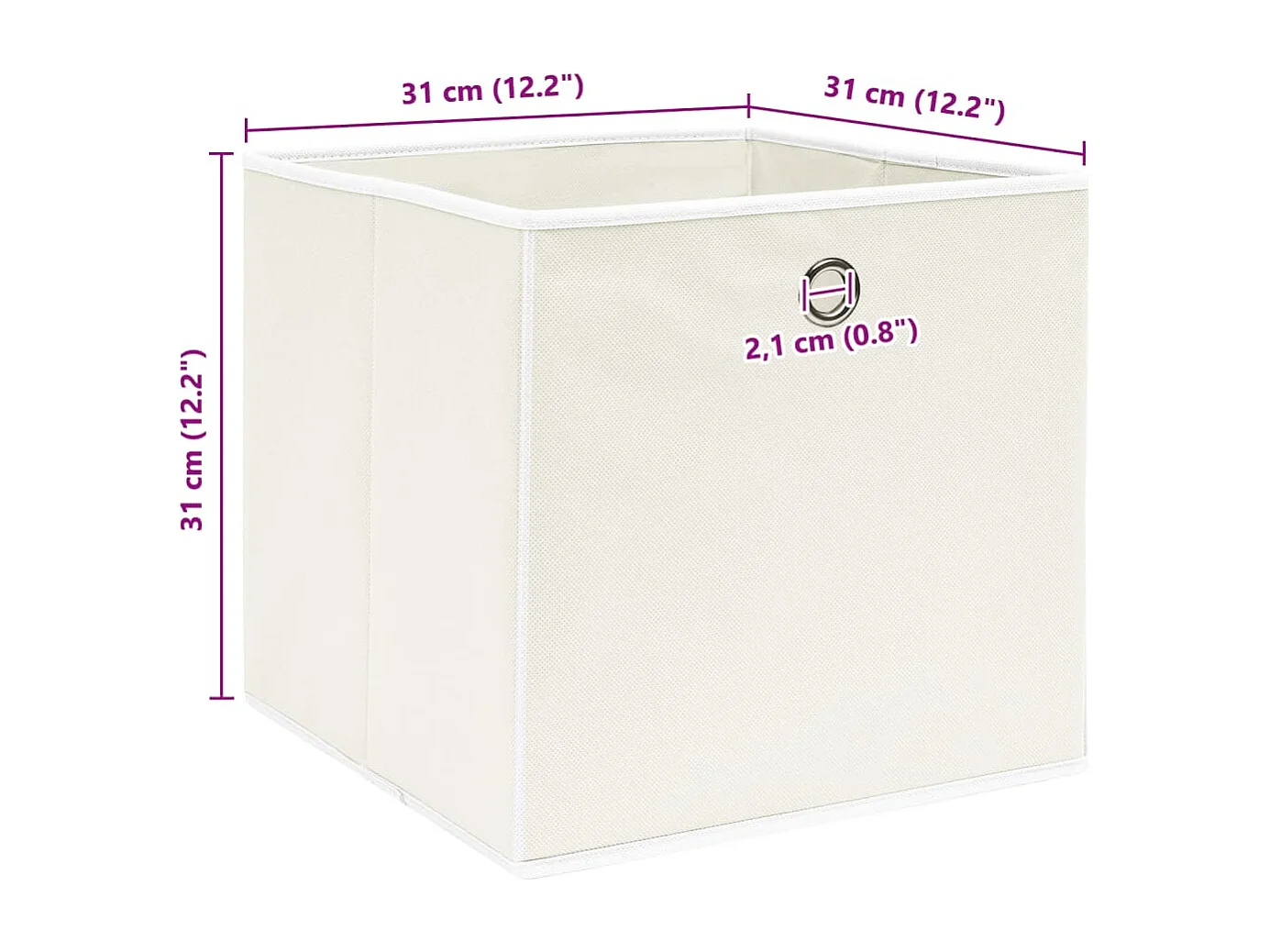 Cajas de almacenaje 10 uds Blanco 32x32x32 cm Tela