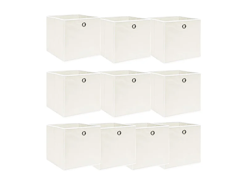 Boîtes de rangement 10 pcs Blanc 32x32x32 cm Tissu