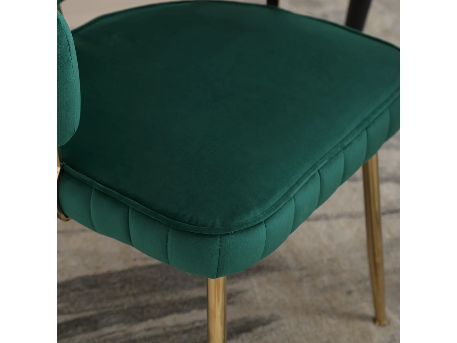 Set van 2 moderne stoelen - 58 x 56 x 78 cm - met florale rugleuning + ronde armleuningen - fluweel - groen