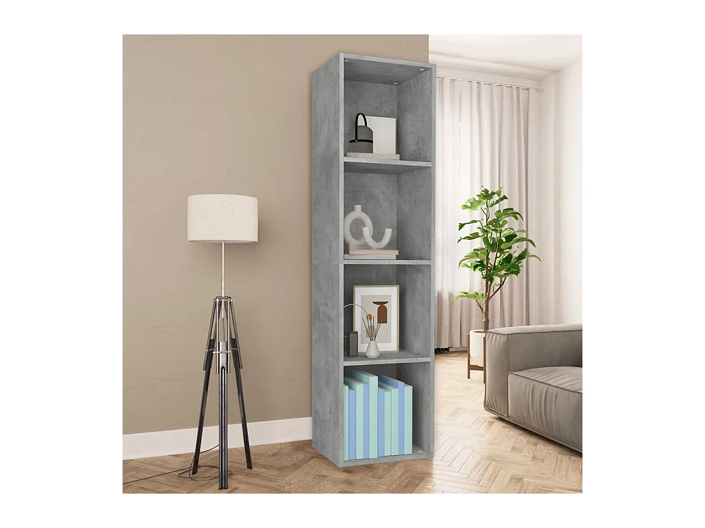 Bibliothèque/Meuble TV Gris béton 36x30x143cm Bois d’ingénierie
