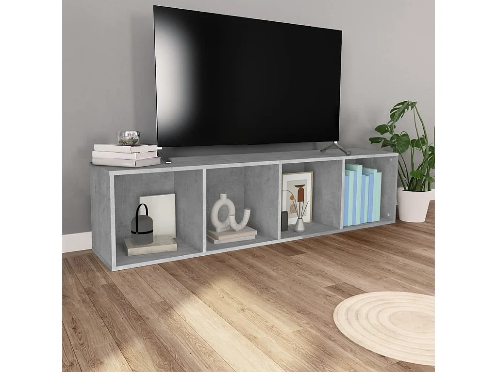 Librería/Mueble de TV Gris Hormigón 36x30x143cm Madera de Ingeniería
