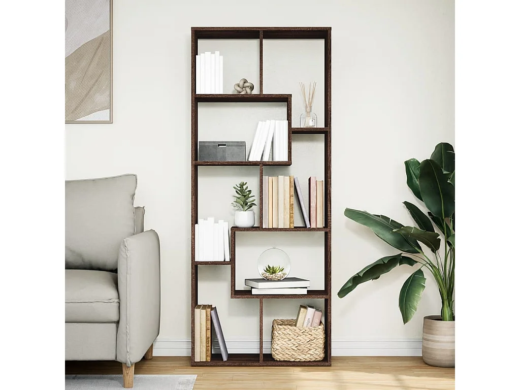 Mensola divisoria in rovere marrone 67x25x161,5 cm