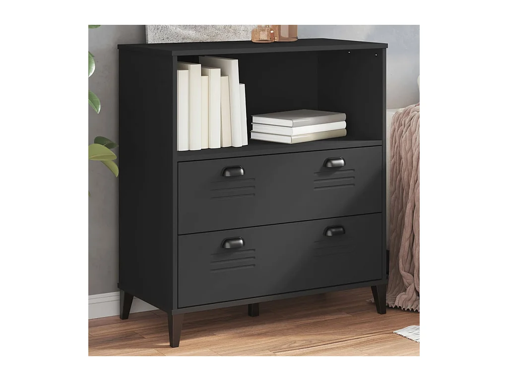 Libreria VIKEN nera 80x40x90 cm in legno ingegnerizzato