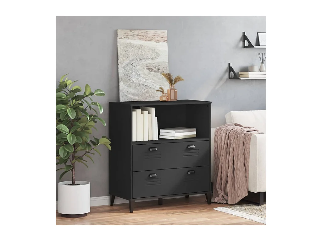 Libreria VIKEN nera 80x40x90 cm in legno ingegnerizzato