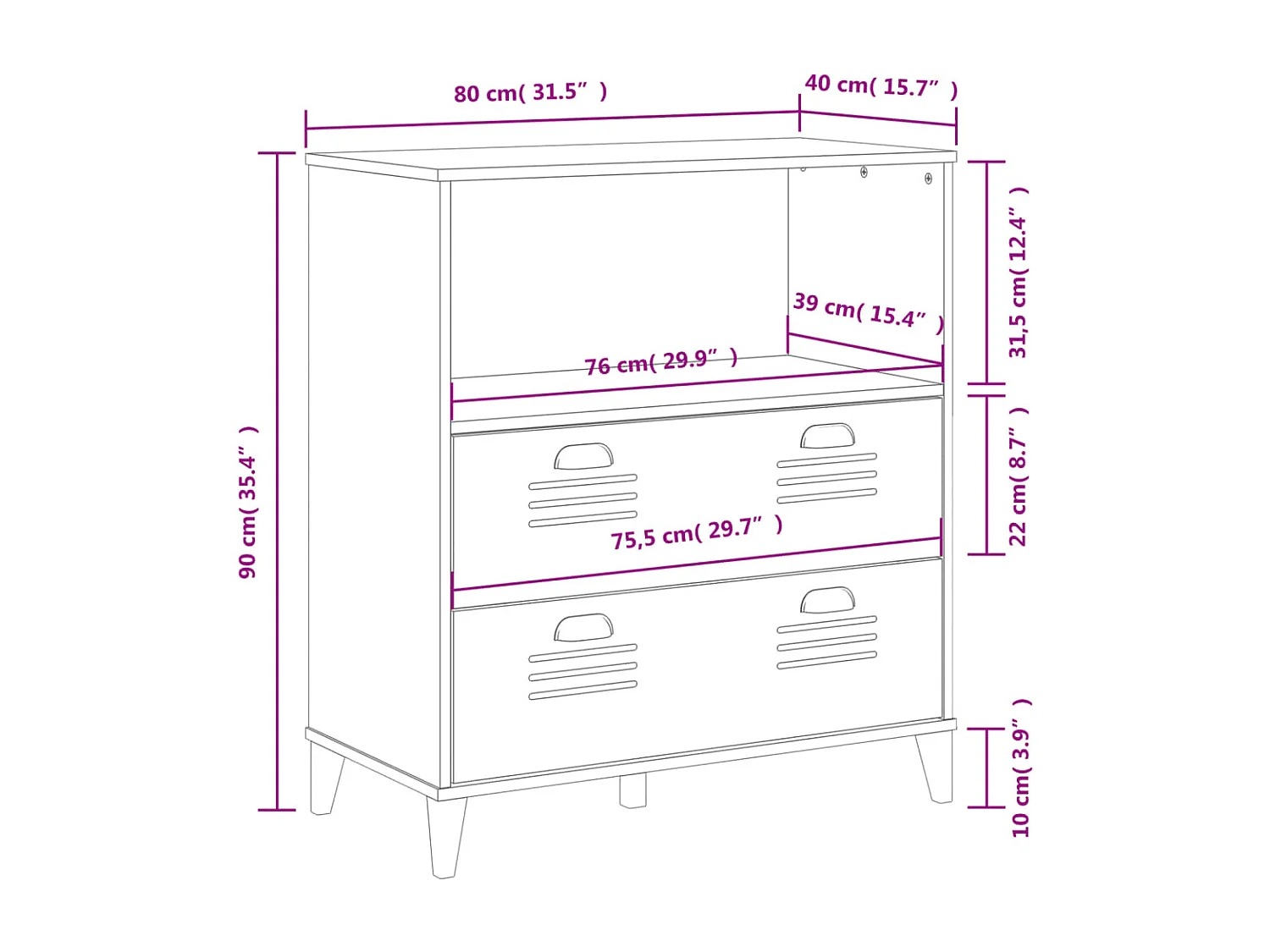 Libreria VIKEN nera 80x40x90 cm in legno ingegnerizzato