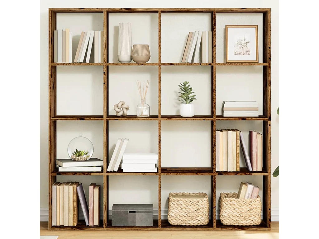 Bibliothèque vieux bois 137,5x29x137,5 cm bois d'ingénierie