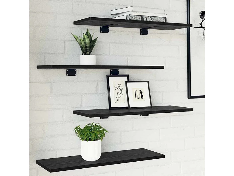 Étagère à livres 4 pcs Noir 60 x 20 x 1.5 cm Bois d'ingénierie