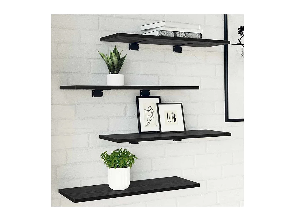 Étagère à livres 4 pcs Noir 60 x 20 x 1.5 cm Bois d'ingénierie