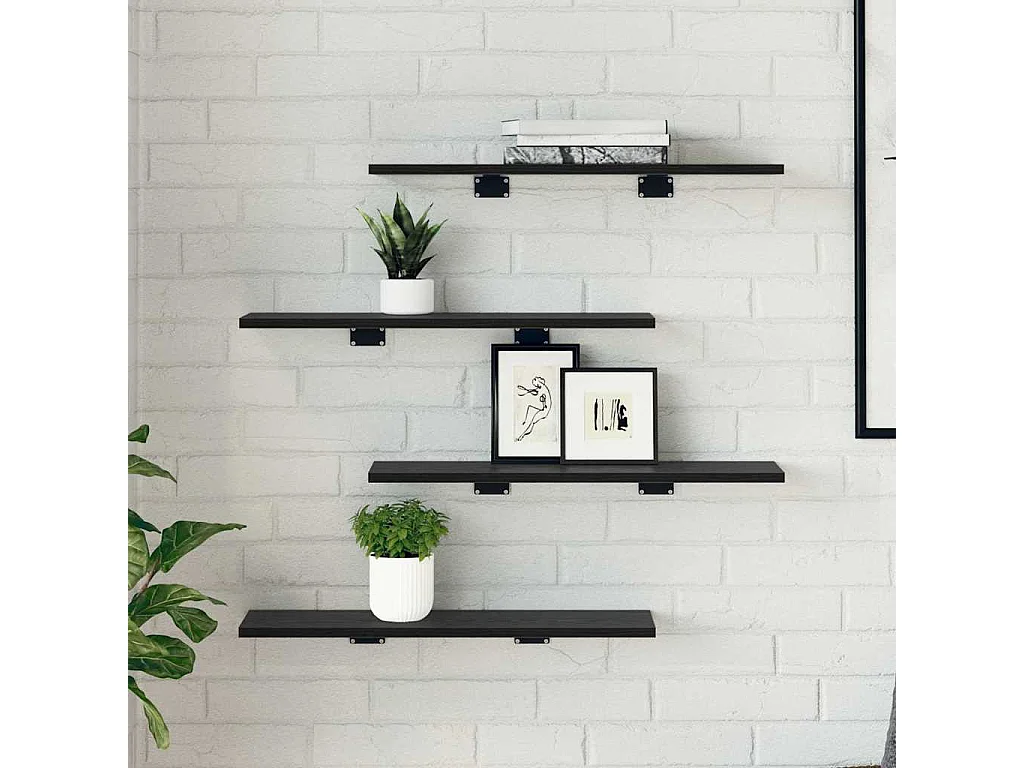Étagère à livres 4 pcs Noir 60 x 20 x 1.5 cm Bois d'ingénierie