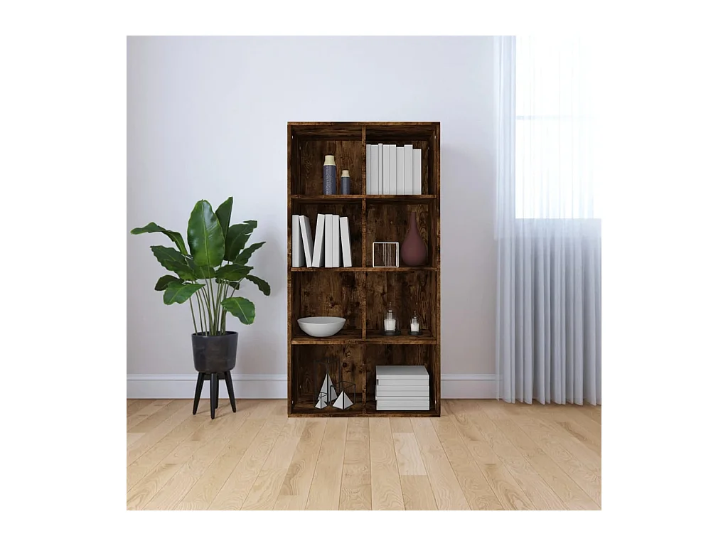 Bibliothèque/Buffet Chêne fumé 66x30x130 cm Bois d'ingénierie