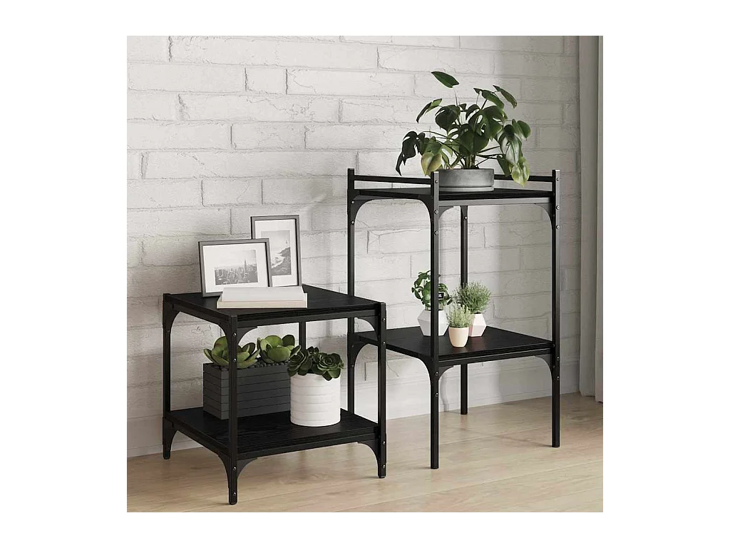 Libreria 4 pezzi Nero 40 x 40 x 1,5 cm Legno ingegnerizzato