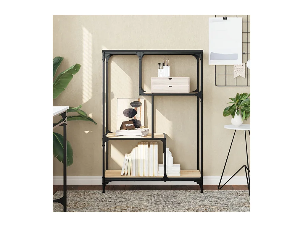 Bibliothèque chêne sonoma 81x36x115 cm bois ingénierie et acier