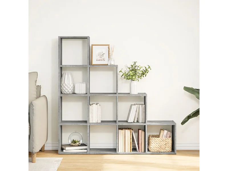 Étagère séparatrice de pièce à 4 niveaux gris béton