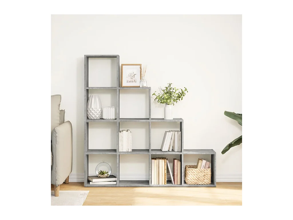 Étagère séparatrice de pièce à 4 niveaux gris béton