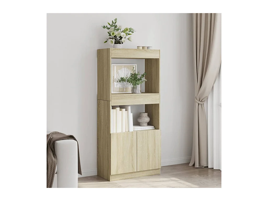 Hoog dressoir Sonoma eiken 63x33x140 cm bewerkt hout