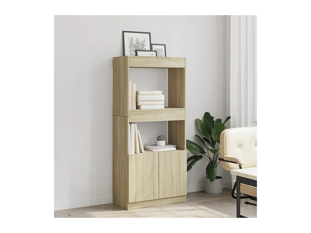 Hoog dressoir Sonoma eiken 63x33x140 cm bewerkt hout