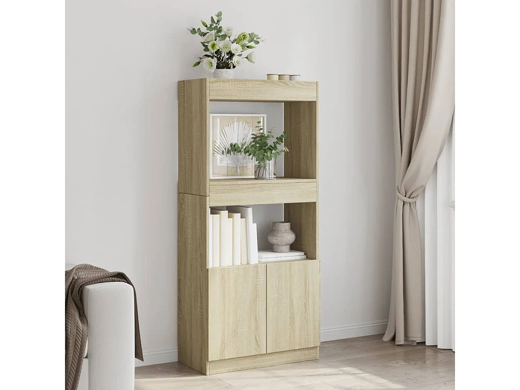 Credenza alta in rovere Sonoma 63x33x140 cm in legno ingegnerizzato
