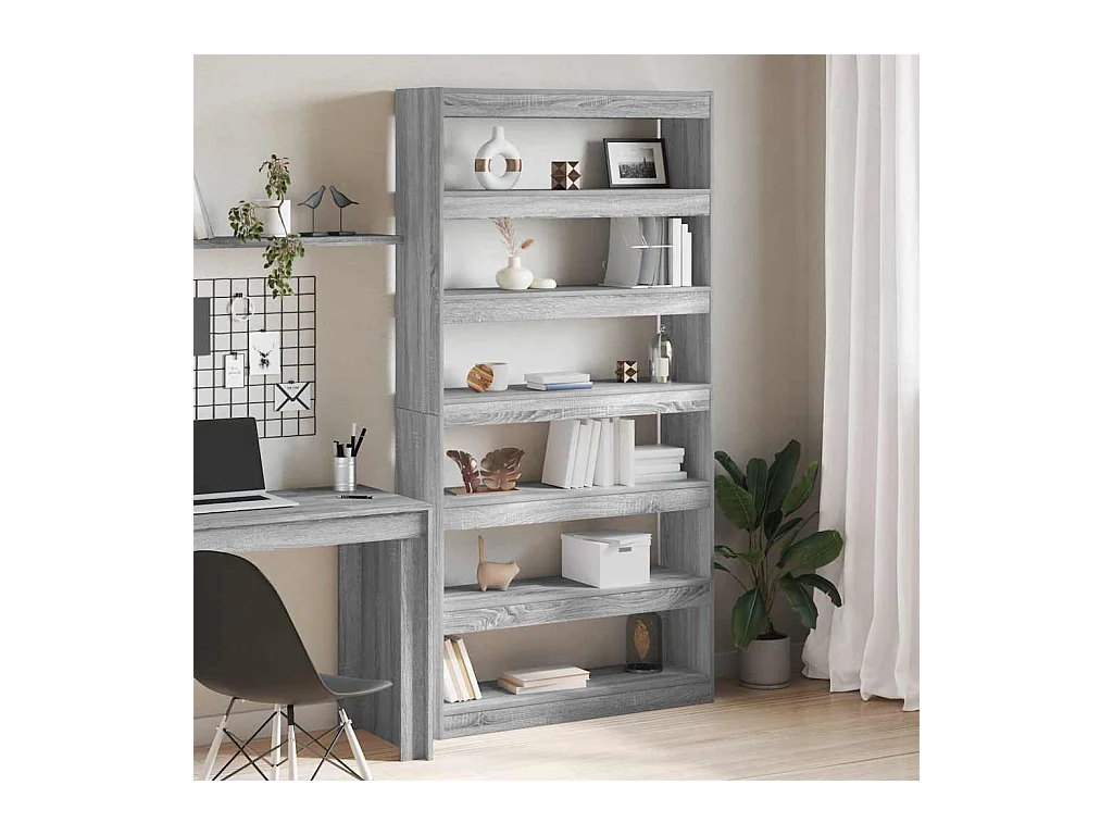 Libreria Sonoma Grey 100 x 30 x 198 cm in legno ingegnerizzato