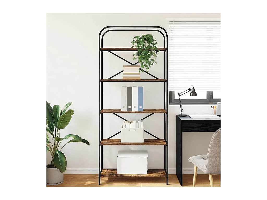 Regal aus geräucherter Eiche, 80 x 30 x 183 cm, Holzwerkstoff