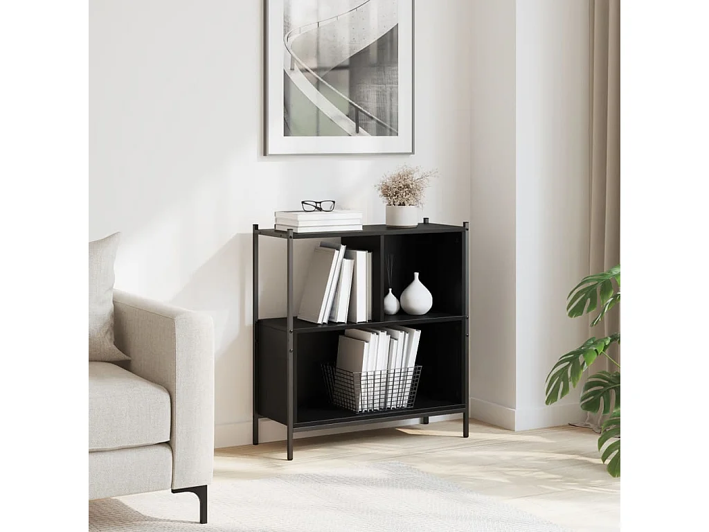 Librería negra 72x28x77,5 cm madera contrachapada