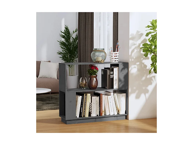Bibliothèque/Séparateur de pièce Gris 80x25x70 cm Pin massif