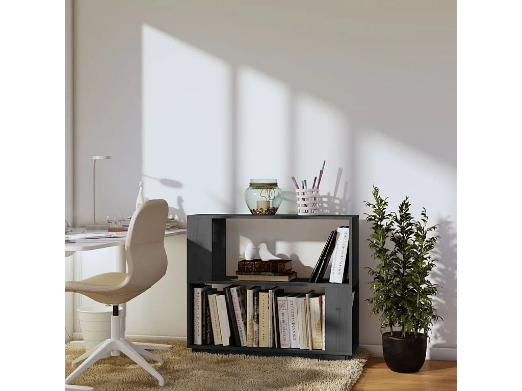 Bibliothèque/Séparateur de pièce Gris 80x25x70 cm Pin massif