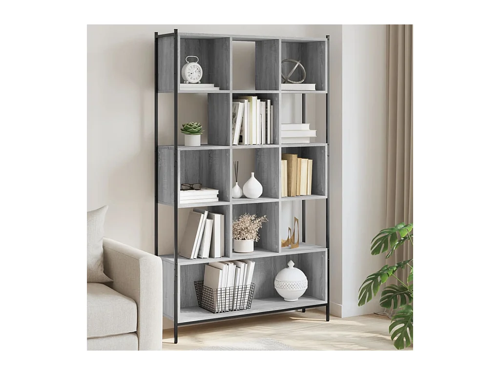 Sonoma grijze boekenkast 102x28x172 cm bewerkt hout