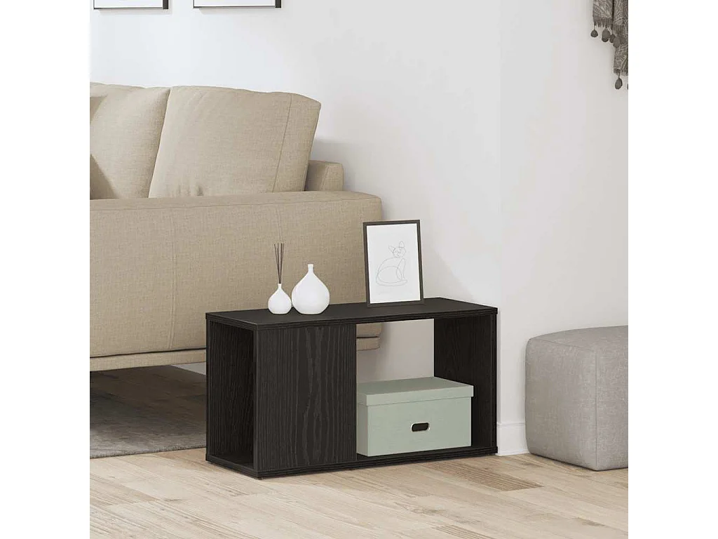 Meuble TV chêne noir 60x24x32 cm bois d'ingénierie