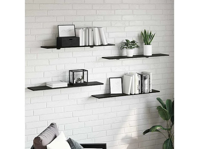 Étagère à livres 4 pcs Noir 100 x 20 x 1.5 cm Bois d'ingénierie