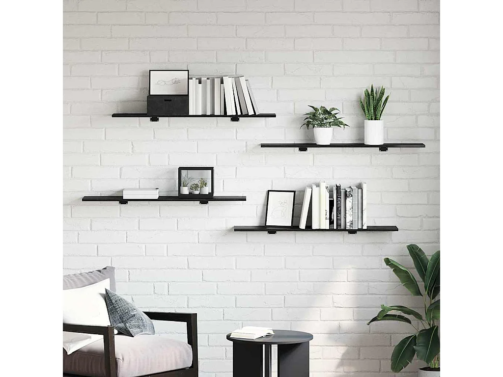 Étagère à livres 4 pcs Noir 100 x 20 x 1.5 cm Bois d'ingénierie