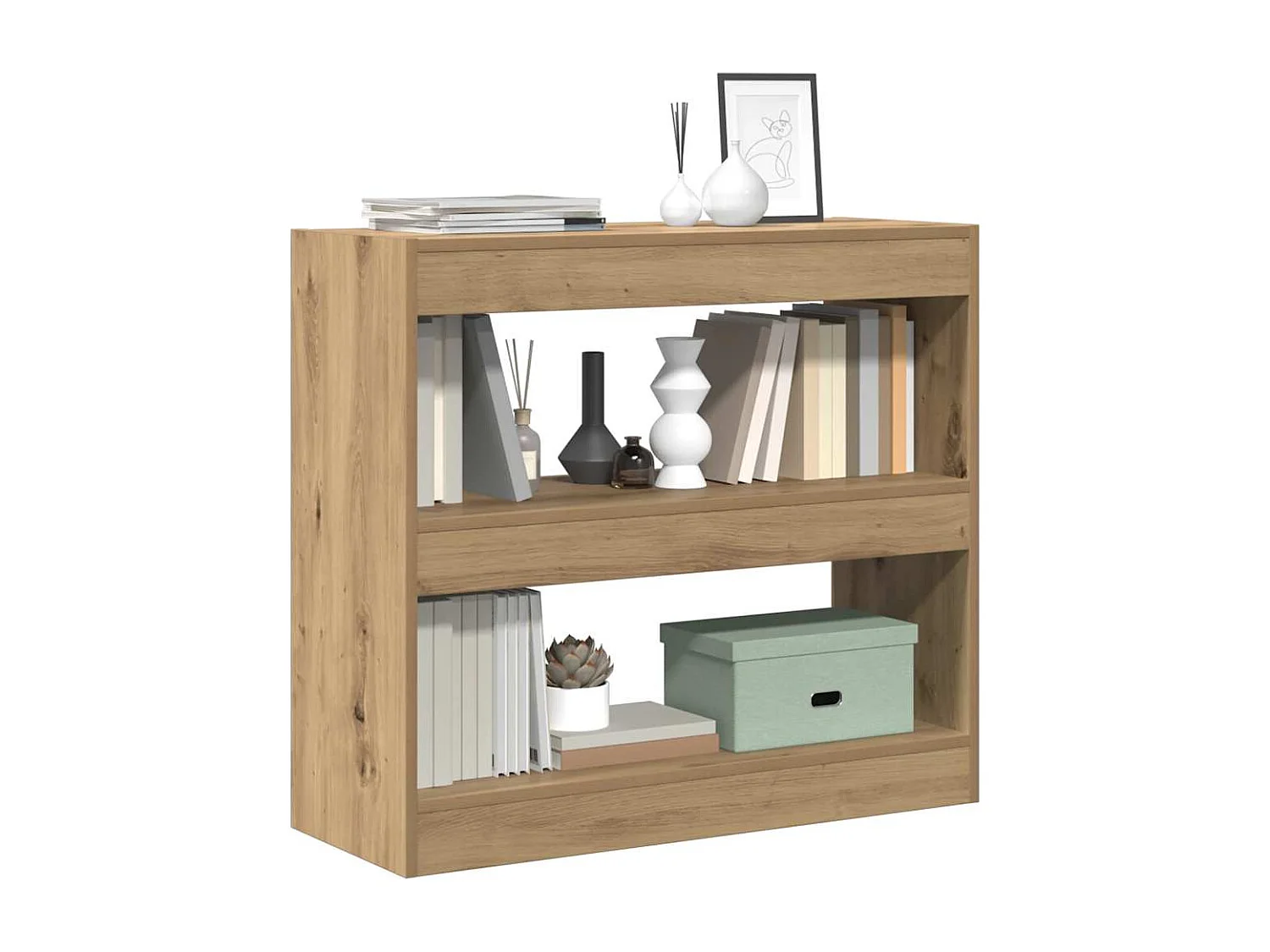 Bibliothèque/Séparateur de pièce chêne artisanal 80x30x72 cm