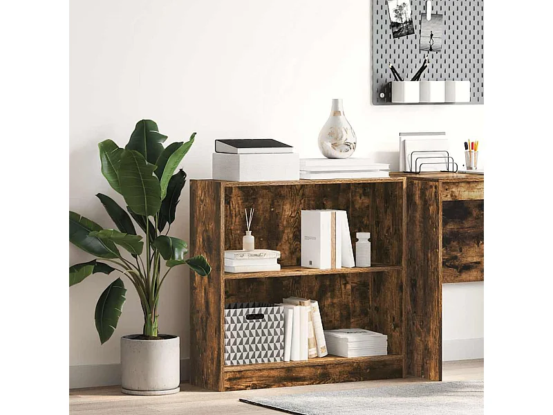 Bibliothèque chêne fumé 80x24x76 cm bois d'ingénierie