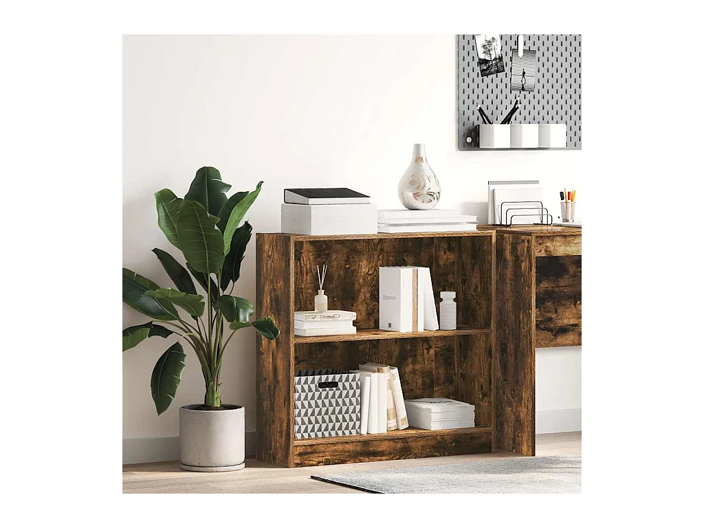 Bibliothèque chêne fumé 80x24x76 cm bois d'ingénierie