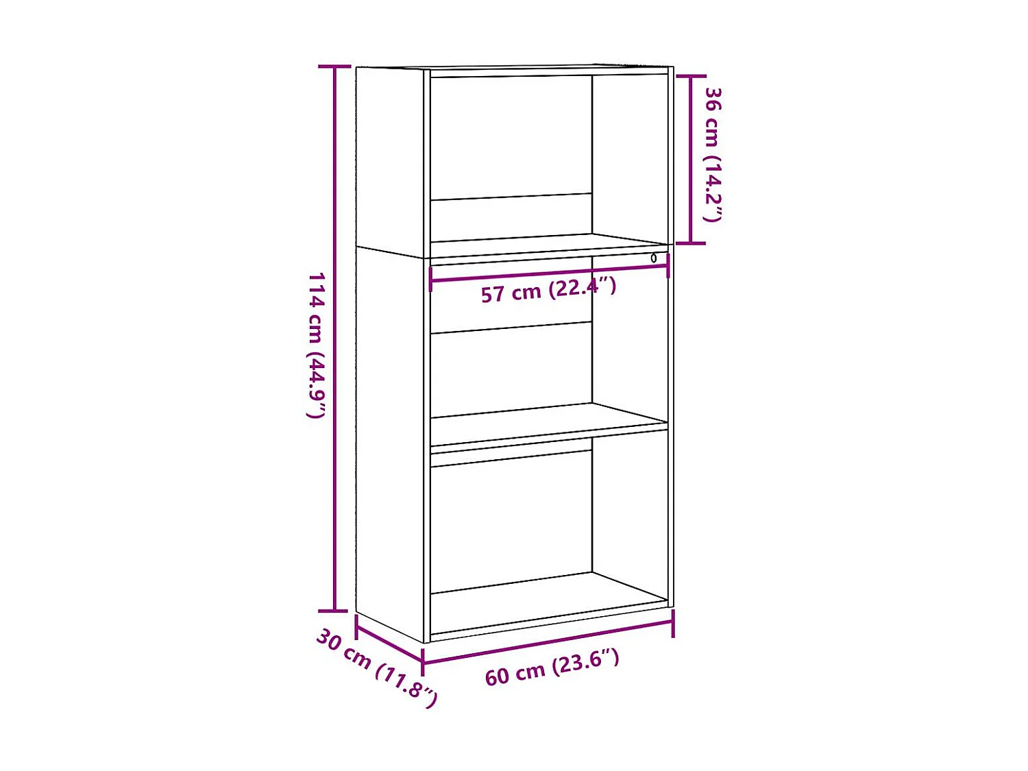 Librería de hormigón gris 60x30x114 cm madera de ingeniería