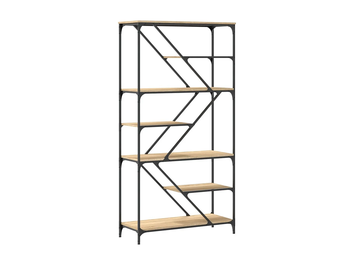 Bibliothèque chêne sonoma 91x36x176 cm bois ingénierie et acier