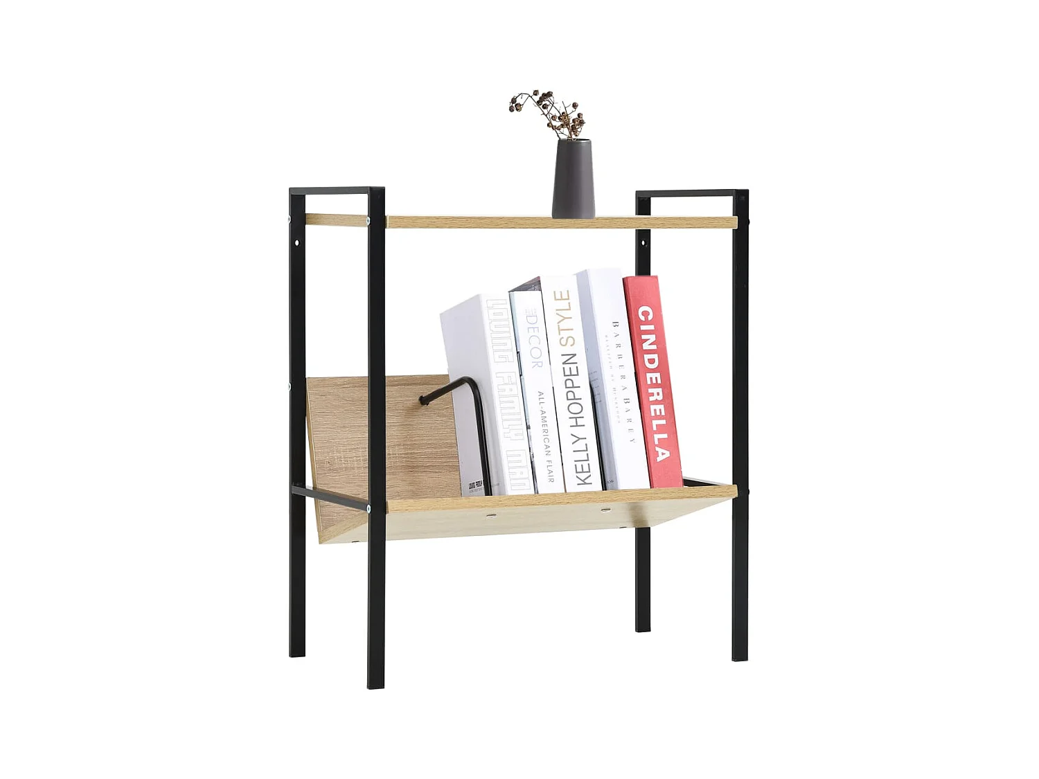 Libreria a 2 ripiani in rovere nero 52x28x59 cm in legno ingegnerizzato